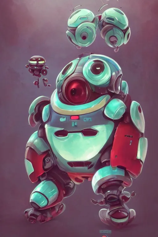Image similar to cute Tachikoma, Tachikoma made of watermelon, tiny, small, miniature Tachikoma, baby Robot, short, pale blue armor, cute and adorable, pretty, beautiful, DnD character art portrait, matte fantasy painting, cgsociety Artstation, by Jason Felix by Steve Argyle by Tyler Jacobson by Peter Mohrbacher, cinematic lighting