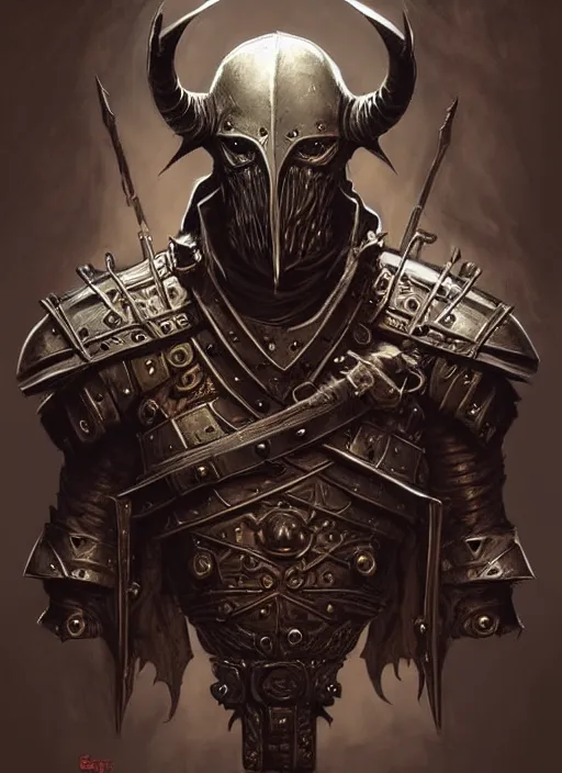 Prompt: a detailed bust knight in leather, demonic, demon, symmetry, symmetrical, by greg rutkowski and justin gerard, digital art, monstrous, art nouveau, baroque style, realistic painting, very detailed, fantasy, dnd, character design, top down lighting, trending on artstation