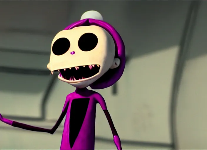Prompt: film still of gab from invader zim in the new scifi movie, 4 k