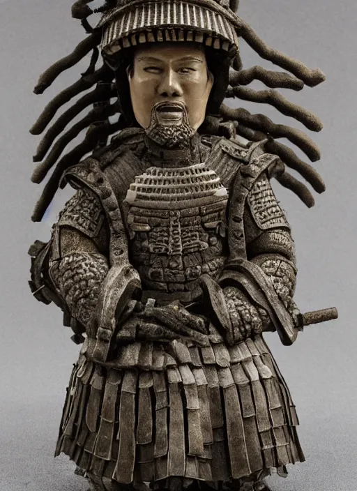 Prompt: sponge sculpture of a samurai