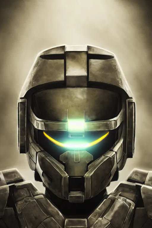 Image similar to robot ninja mask helmet halo master chief radiating a glowing aura global illumination ray tracing hdr fanart arstation by ian pesty and katarzyna da „ bek - chmiel