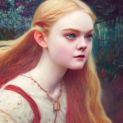 Prompt: Elle Fanning as zelda portrait, Crayon, textured art by Stanley Artgerm Lau , greg rutkowski, thomas kindkade, alphonse mucha, loish, norman rockwell