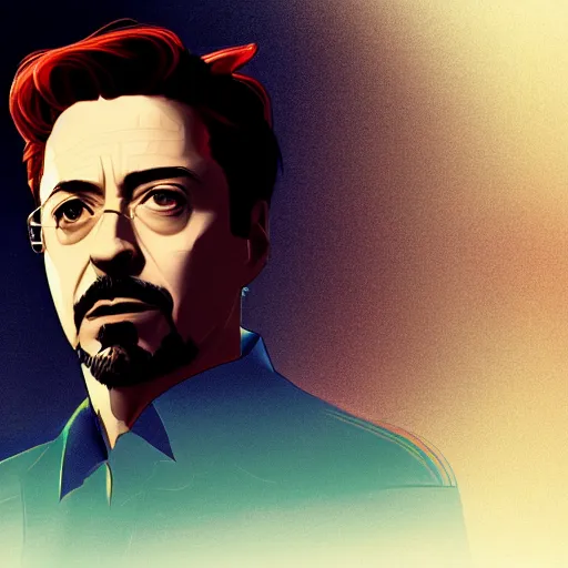 Prompt: Robert Downey Jr as Tony Stark, ambient lighting, 4k, alphonse mucha, lois van baarle, ilya kuvshinov, rossdraws, artstation