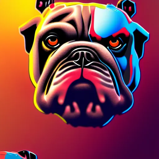 Prompt: cyborg bulldog comic stylr concept art, elegant, colorful, highly detailed, digital painting, artstation, concept art, illustration