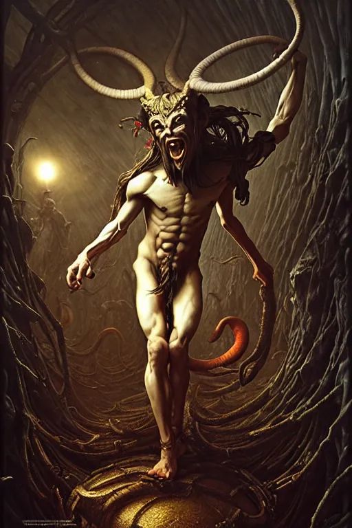 Image similar to satyr dance by anna podedworna, ayami kojima, greg rutkowski, giger, maxim verehin