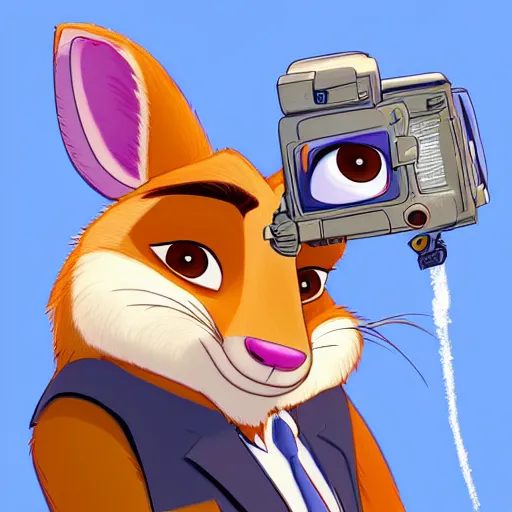 Prompt: “portrait of a cartoon animal, zootopia movie style, pointing a laser gun at the camera, digital art, 4k, award winning”