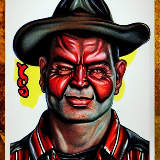 Image similar to el diablito loteria character, photorealistic portrait, studio