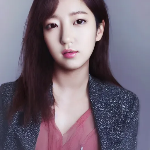 Image similar to Park shin hye look alike, beautiful south korean woman, model, actress, soft skin, black hair, dark brown eyes, studio lighting, hyper realistic, 8k, art station