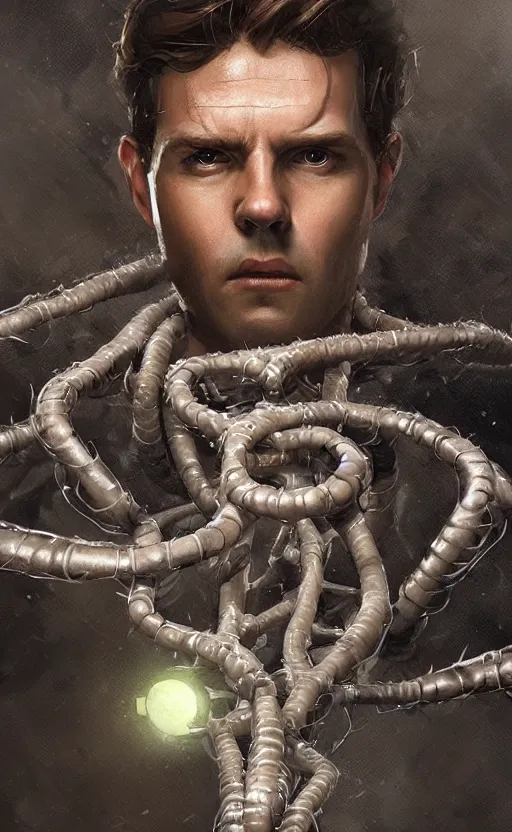 Prompt: Portrait of a Doctor Octopus, male, detailed face, fantasy, highly detailed, cinematic lighting, digital art painting by greg rutkowski