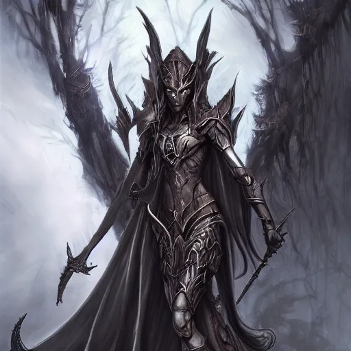 Prompt: dark fantasy concept of elven tree elf god, with dark steel and eldritch wood armor on a mountain, cinematic, dynamic lighting, photorealistic, ultra detailed, trending on art station, stunning visuals, creative, hyper detailed