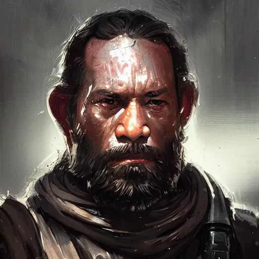 Image similar to portrait of a man by greg rutkowski, samoan features, short black hair, receding hairline, epic beard, tall and strong, father figure vibes, star wars expanded universe, she is about 7 0 years old, wearing tactical gear, digital painting, artstation, concept art, smooth, sharp foccus ilustration, artstation hq