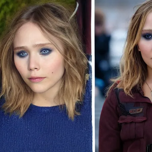 Image similar to elizabeth olsen mixed with jennifer lawrence