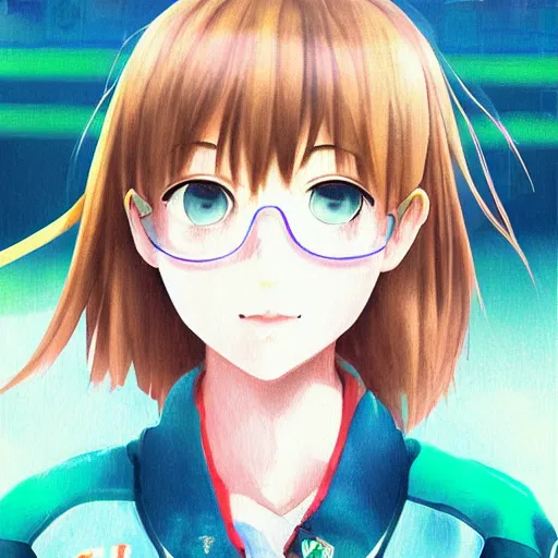 Image similar to a high detail portrait of high school girl by makoto sinkai, kawaii, in simple background, CLIP STADIO, mad painting