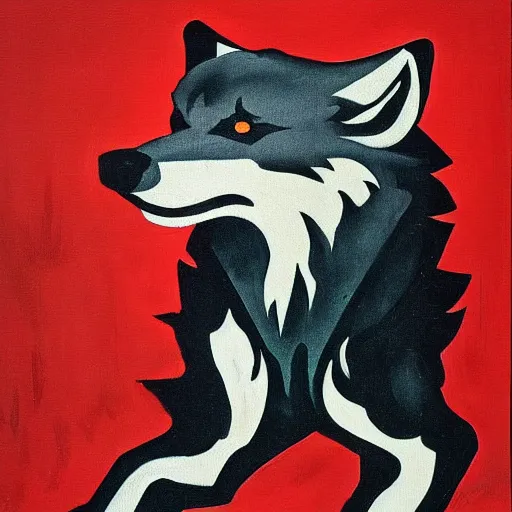 Image similar to communist wolf, soviet propaganda painting