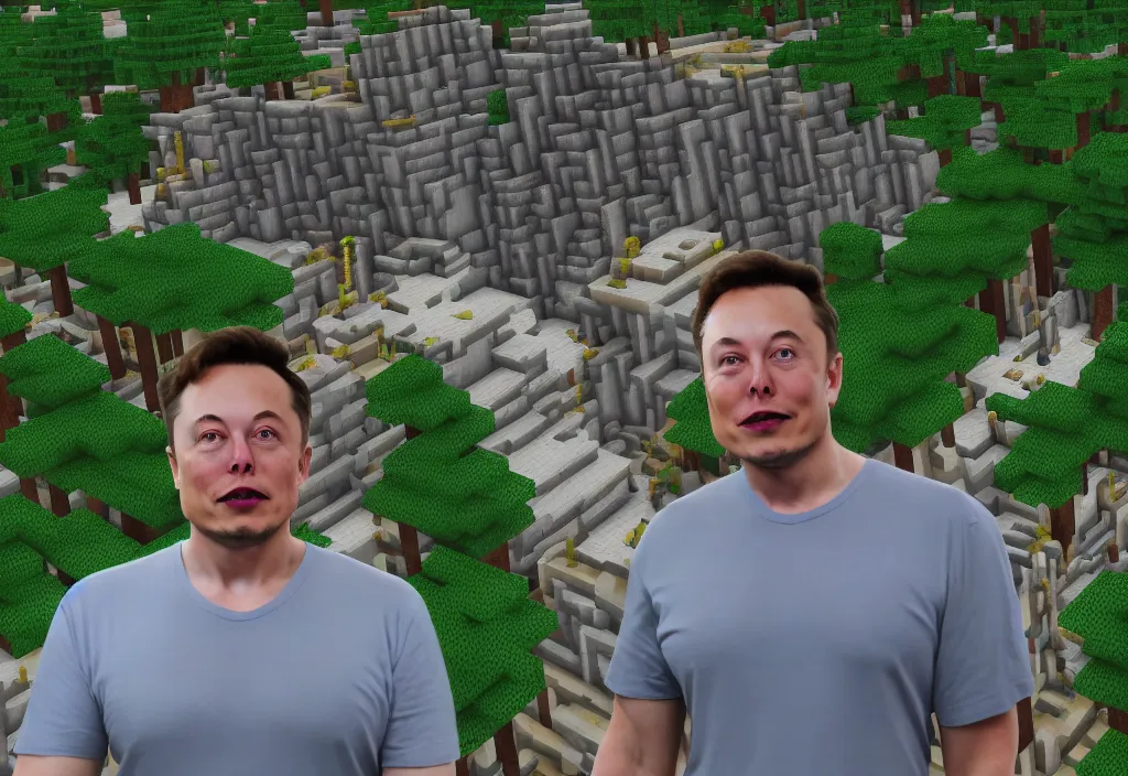 Image similar to elon musk in minecraft, elon musk in the video game minecraft, gameplay screenshot, close up, 3 d rendering. unreal engine. amazing likeness. very detailed.