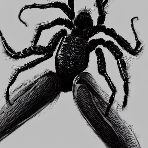 Prompt: futuristic black and white tarantula _ artstation