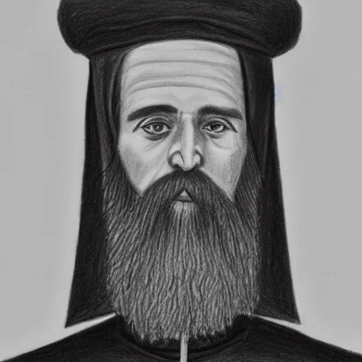 Prompt: pencil drawing of an orthodox priest