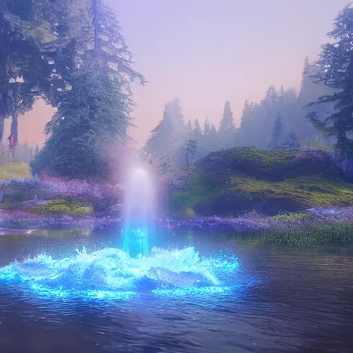 Image similar to the ultradetailed wideshot of magical water spell effects, trending on artstation, behance hd, unreal engine