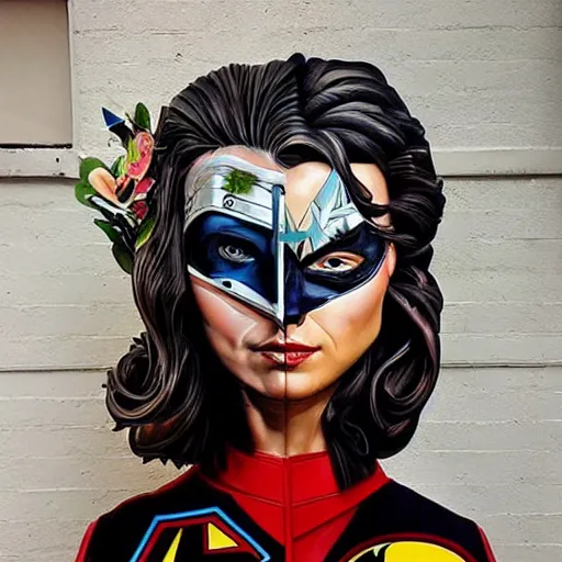 Image similar to a beautiful sculpture designed by Sandra Chevrier, superhero, photography