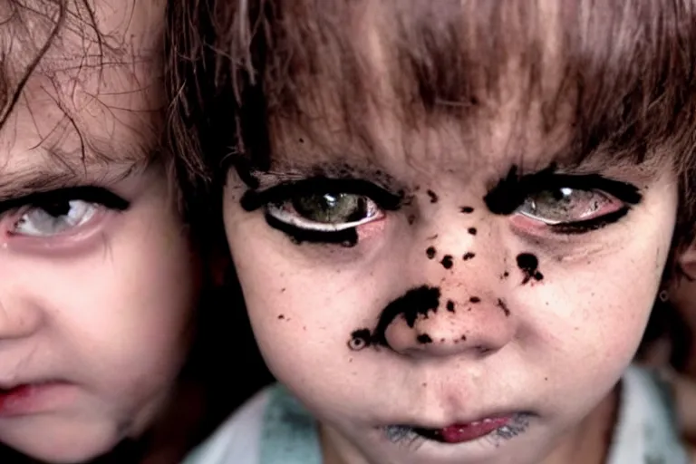 Image similar to black eyed kids, creepy, demonic