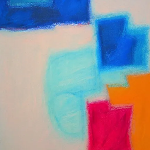 Image similar to abstract oil pastel painting, blues, pinks,whites