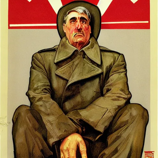 Prompt: soviet propaganda of communist peasant robert mueller, by j. c. leyendecker, bosch, and beksinski