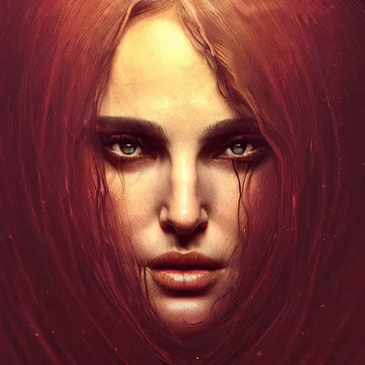 Image similar to a portrait of natalie portman as medusa in dramatic lighting, snakehair, interior background, artstation, by greg rutkowski, by beksinski, a realism masterpiece