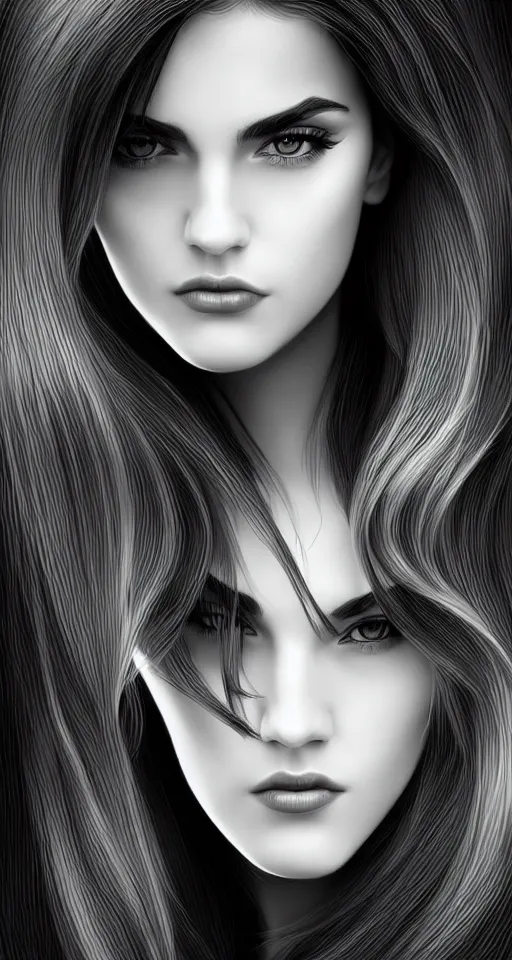 Prompt: portrait of a beautiful woman in black and white, photorealistic, upper body, art by diego fazio and diegoKoi and artgerm, concept art, hyper sharp focus, 8k highly detailed
