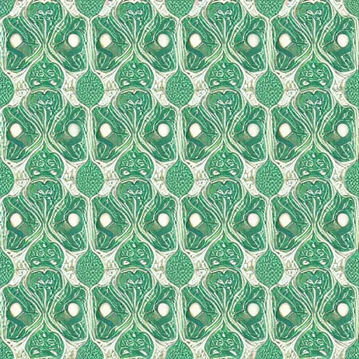 Prompt: symmetry, repeating pattern mint green wall paper. art nouveau