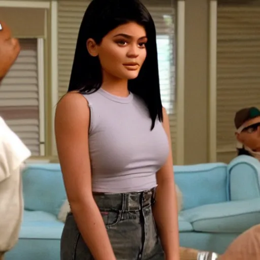 Prompt: still full shot photo of kylie jenner in malcolm in the middle