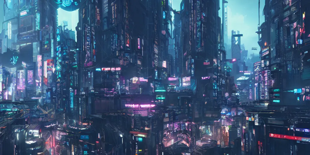 Image similar to A gigantic, sprawling cyberpunk megacity, Tokyo, night, unreal engine, octane render, ray tracing, realistic, highly detailed, cinematic, hyper realism, high detail, synthwave, concept art, award winning, anime