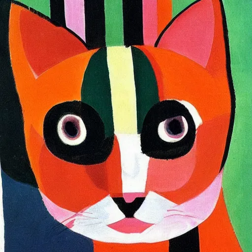 Image similar to a portrait of cute cat by sonia delaunay