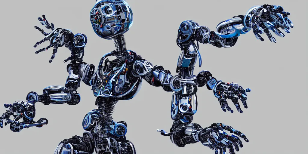 Image similar to a robot with many arms creating artwork