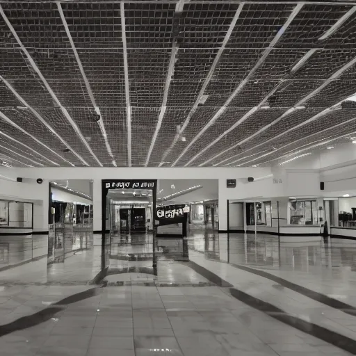 Prompt: empty sears with only one light on