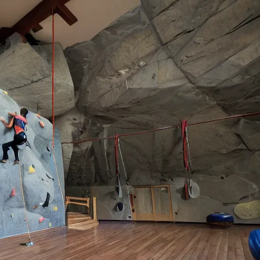 Prompt: Abraham Lincoln climbing rocks indoors gym