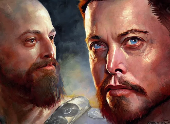 Image similar to a highly detailed beautiful portrait of elon musk as kratos, by gregory manchess, james gurney, james jean