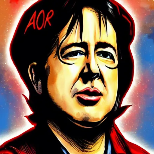 Image similar to bill hicks as a superhero character