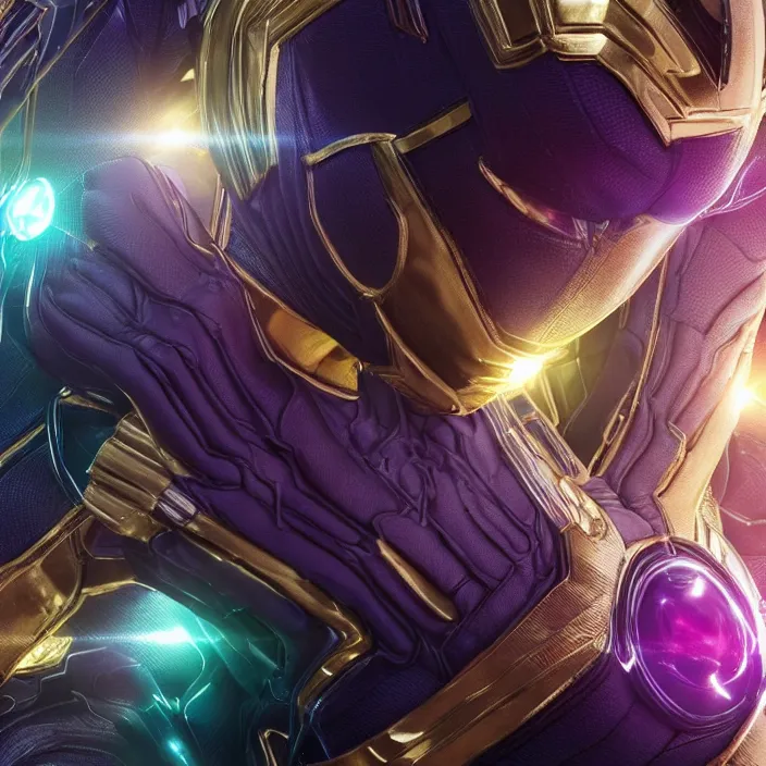 Image similar to ((The Infinity Gauntlet)), Charlize Theron, intricate artwork. octane render, trending on artstation, very coherent symmetrical artwork. thanos. cinematic, hyper realism, high detail, octane render, 8k, iridescent accents