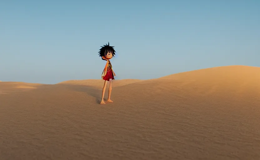 Image similar to a luffy in sand dunes, photography