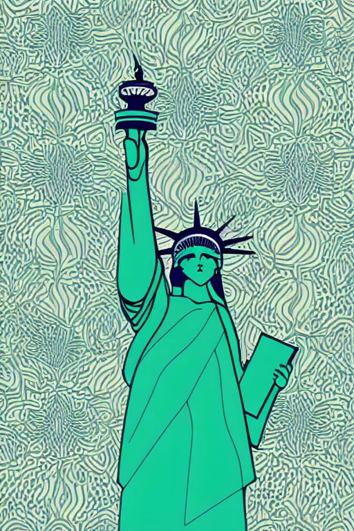 Image similar to minimalist boho style art of colorful statue of liberty, illustration, vector art