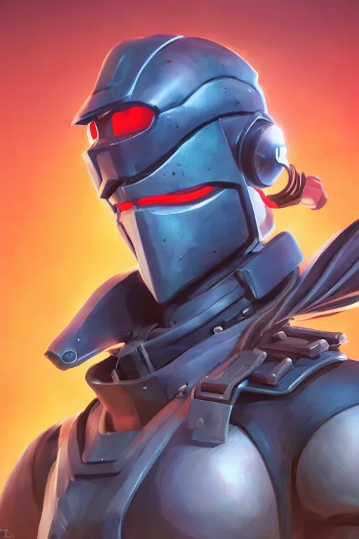 Image similar to epic mask helmet robot ninja portrait stylized as fornite style game design fanart by concept artist gervasio canda, behance hd by jesper ejsing, by rhads, makoto shinkai and lois van baarle, ilya kuvshinov, rossdraws global illumination radiating a glowing aura global illumination ray tracing hdr render in unreal engine 5