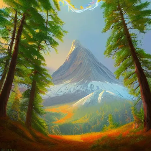 Prompt: a beautiful painting about a circle of forest in the fjords, by john philip falter and noah bradley, trending on artstation godly synthwave universal mountain range blob loon batter avocado, by Leonardo da