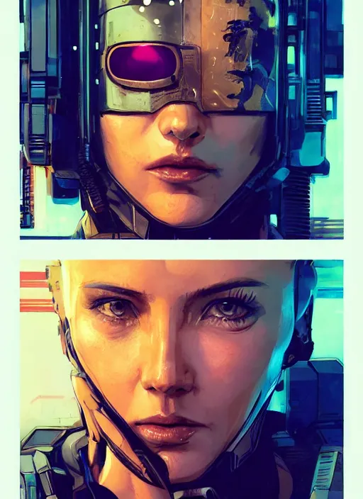 Image similar to cyberpunk female space pilot character ( blade runner 2 0 4 9, dystopian, cyberpunk 2 0 7 7 character design ). attractive face. portrait by james gurney and laurie greasley and yoji shinkawa, oil on canvas. cinematic composition, hyper realism, realistic proportions, anatomy, dramatic lighting, photorealistic, high detail, 4 k