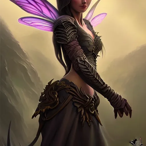 Prompt: d & d concept art matte painting fairy in the style of stefan kostic, realistic, sharp focus, 8 k high definition, insanely detailed, intricate, mysterious, art by stanley lau and artgerm