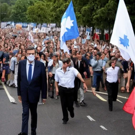 Image similar to mariano rajoy leading a demonstration on patriarchy