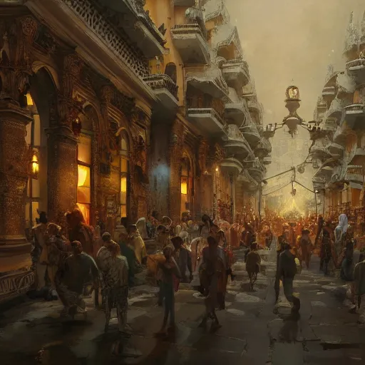 Image similar to carnaval de barranquilla, comprehensive art, thorough details, intricate, artstation, atmosphere, highly detailed, symmetrical, craig mullins, cinematic, digital painting, deviantart, cinematic lighting, 4 k