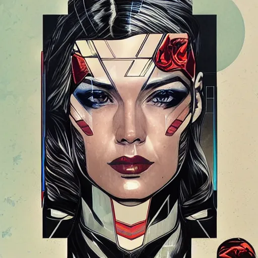 Prompt: beautiful portrait of a female android, by DC comics and Sandra Chevrier