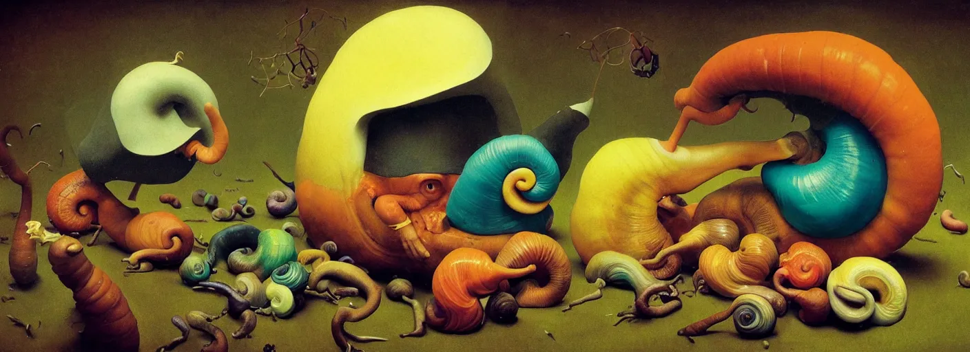 Image similar to surreal colorful single! clay snail head portrait concept art anatomy, action pose, very coherent and colorful high contrast masterpiece by norman rockwell franz sedlacek hieronymus bosch dean ellis simon stalenhag rene magritte gediminas pranckevicius, dark shadows, sunny day, hard lighting, reference sheet white! background