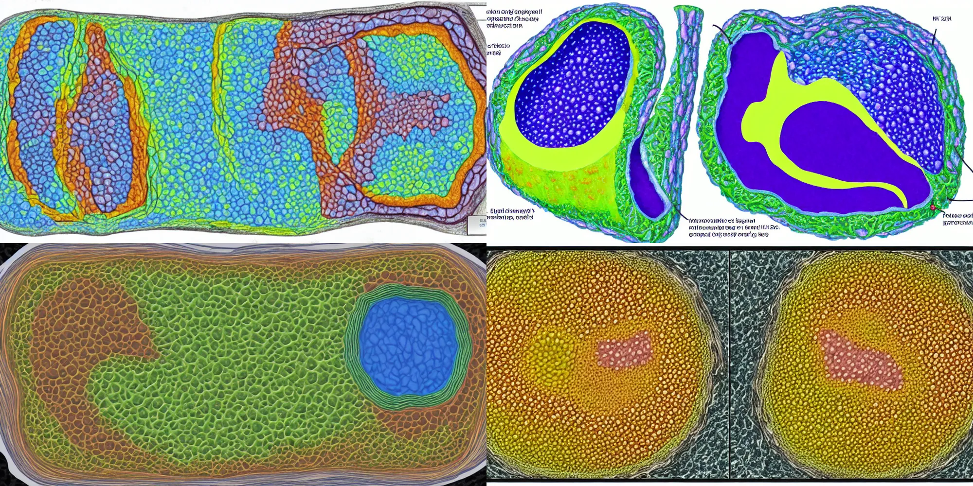 Prompt: a cellular landscape cross section through a eukaryote cell