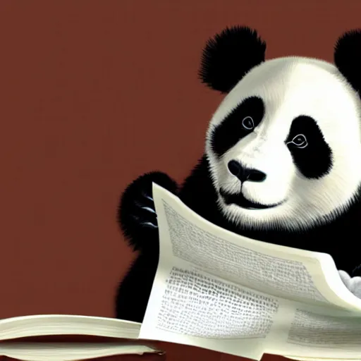 Image similar to happy panda reading student papers